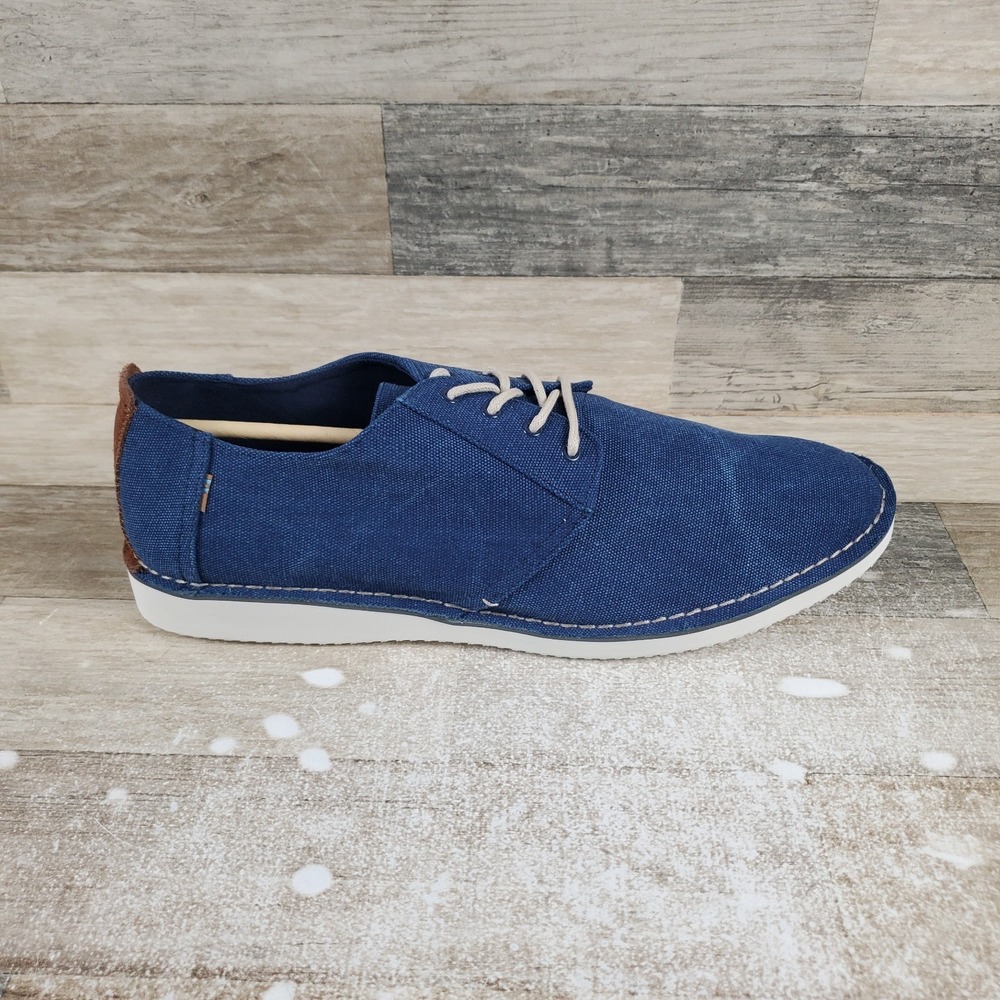 Toms Preston Mens Shoes Sz 14 Navy Washed Canvas Stitch Out Casual Sneakers